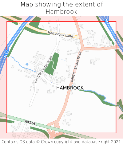Map showing extent of Hambrook as bounding box