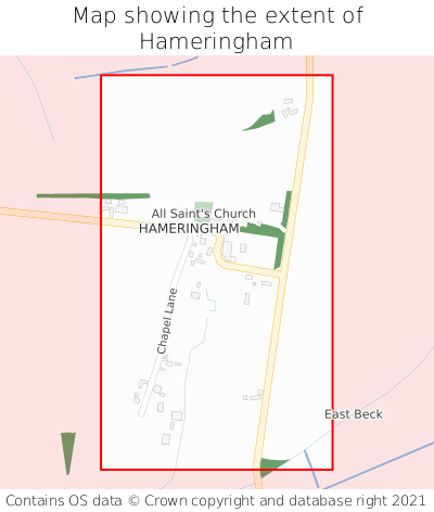 Map showing extent of Hameringham as bounding box