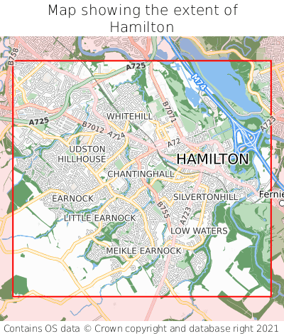 Map showing extent of Hamilton as bounding box