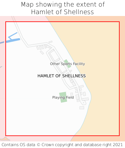 Map showing extent of Hamlet of Shellness as bounding box