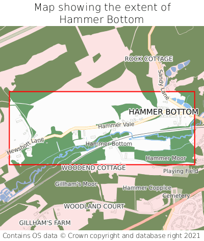 Map showing extent of Hammer Bottom as bounding box