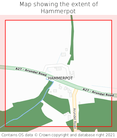 Map showing extent of Hammerpot as bounding box
