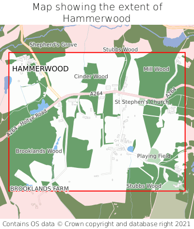 Map showing extent of Hammerwood as bounding box