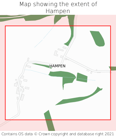 Map showing extent of Hampen as bounding box