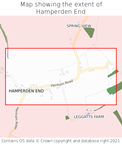 Map showing extent of Hamperden End as bounding box