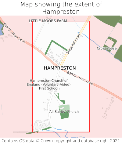Map showing extent of Hampreston as bounding box