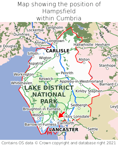 Map showing location of Hampsfield within Cumbria