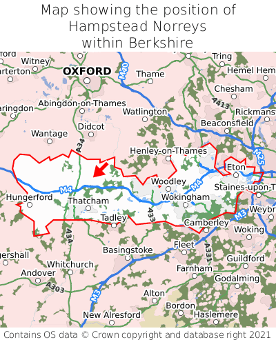 Map showing location of Hampstead Norreys within Berkshire