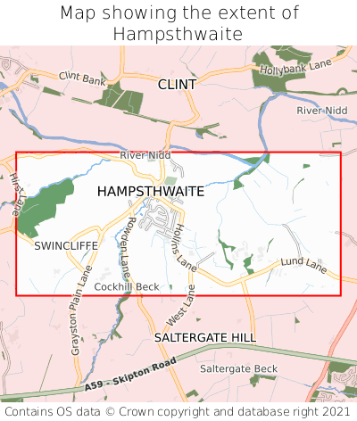 Map showing extent of Hampsthwaite as bounding box