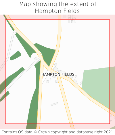 Map showing extent of Hampton Fields as bounding box