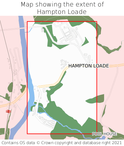 Map showing extent of Hampton Loade as bounding box