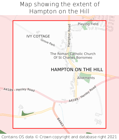 Map showing extent of Hampton on the Hill as bounding box