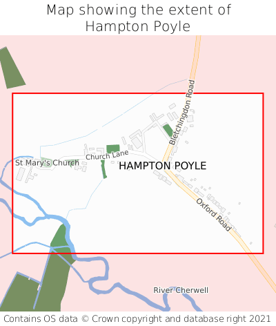 Map showing extent of Hampton Poyle as bounding box