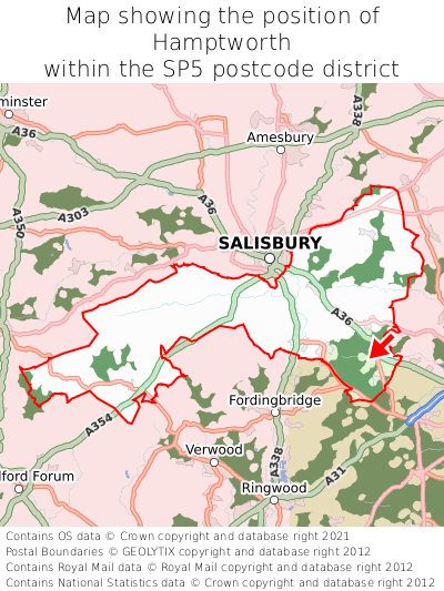 Map showing location of Hamptworth within SP5