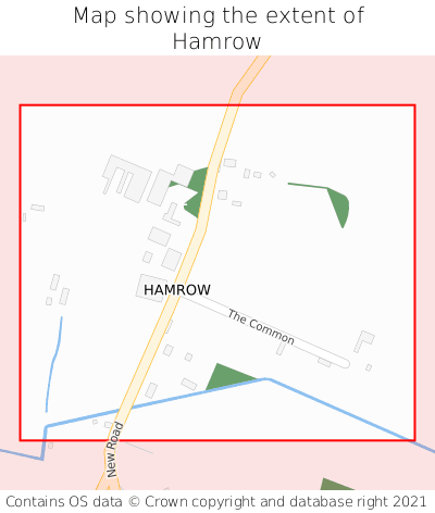 Map showing extent of Hamrow as bounding box