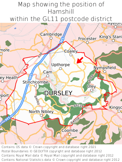 Map showing location of Hamshill within GL11