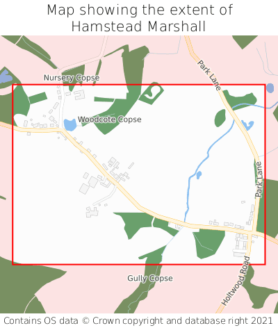 Map showing extent of Hamstead Marshall as bounding box