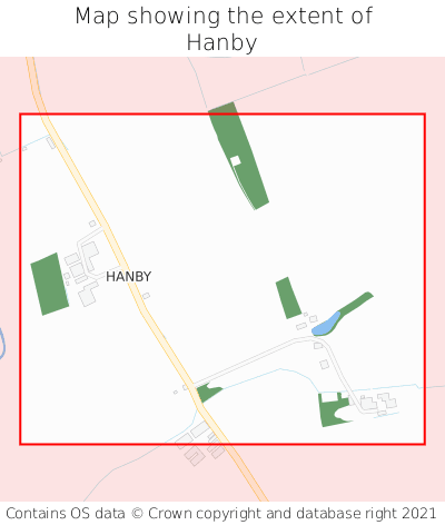 Map showing extent of Hanby as bounding box