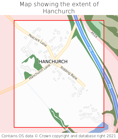 Map showing extent of Hanchurch as bounding box