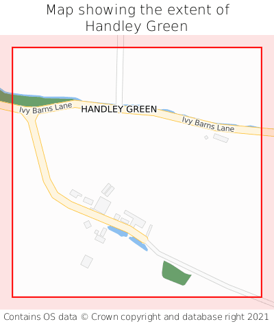 Map showing extent of Handley Green as bounding box