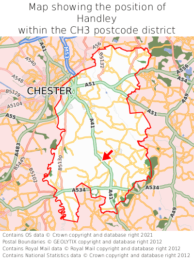 Map showing location of Handley within CH3