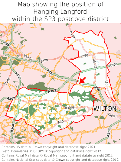 Map showing location of Hanging Langford within SP3