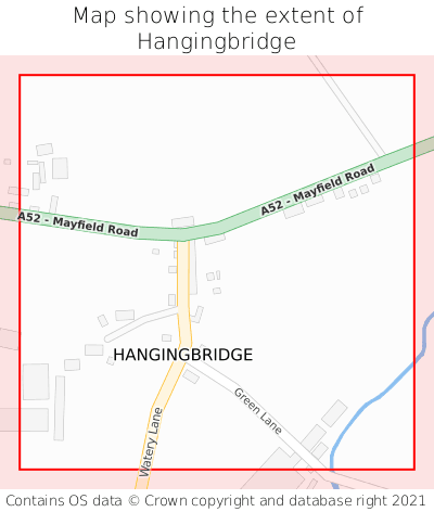 Map showing extent of Hangingbridge as bounding box