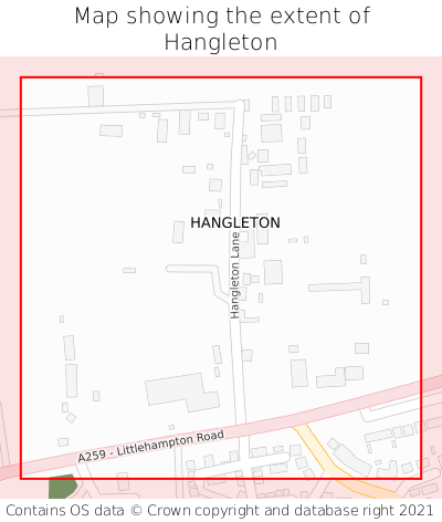 Map showing extent of Hangleton as bounding box