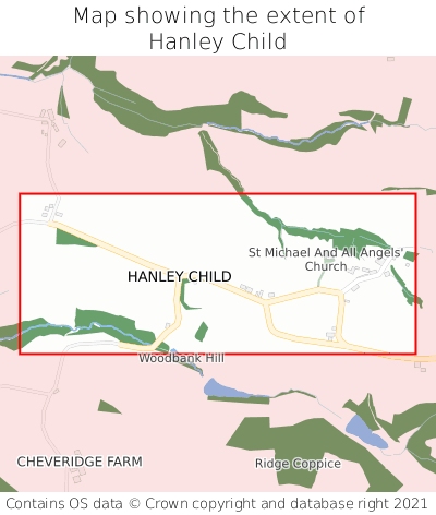 Map showing extent of Hanley Child as bounding box