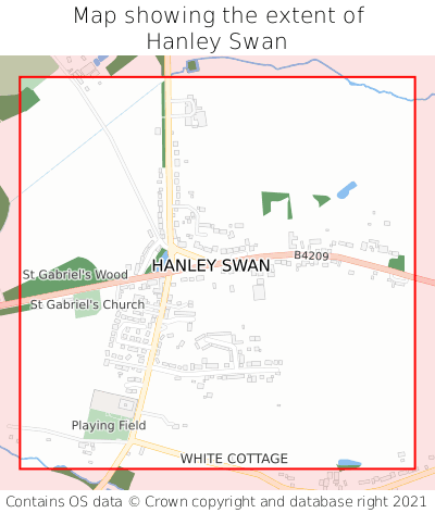 Map showing extent of Hanley Swan as bounding box