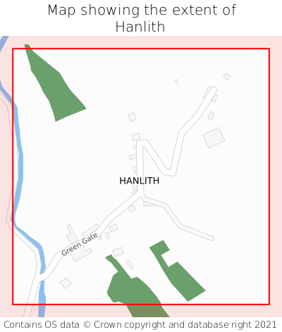 Map showing extent of Hanlith as bounding box