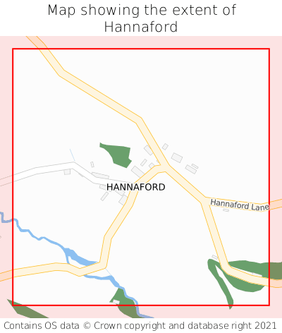 Map showing extent of Hannaford as bounding box