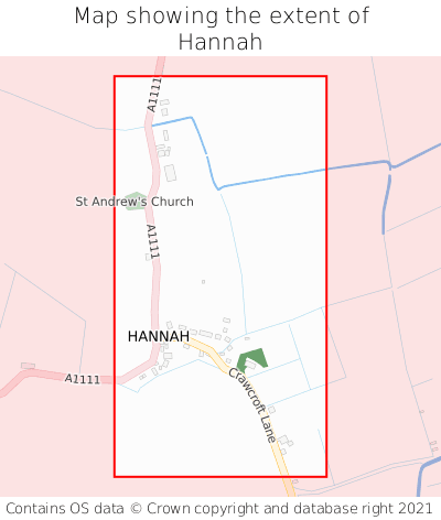 Map showing extent of Hannah as bounding box