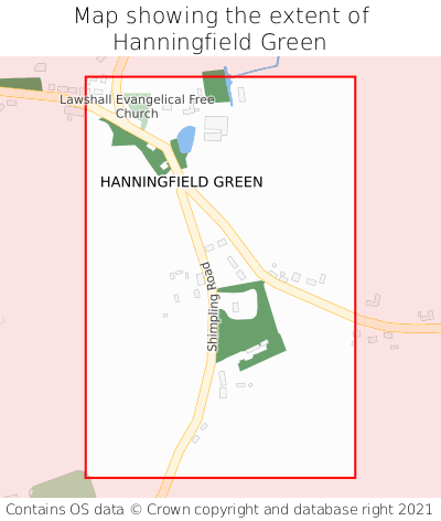 Map showing extent of Hanningfield Green as bounding box