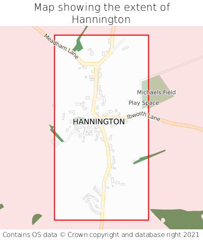 Map showing extent of Hannington as bounding box