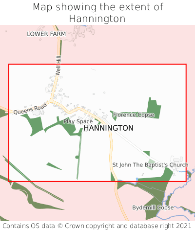 Map showing extent of Hannington as bounding box