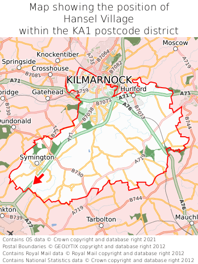 Map showing location of Hansel Village within KA1