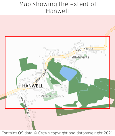 Map showing extent of Hanwell as bounding box