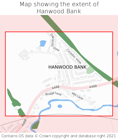 Map showing extent of Hanwood Bank as bounding box