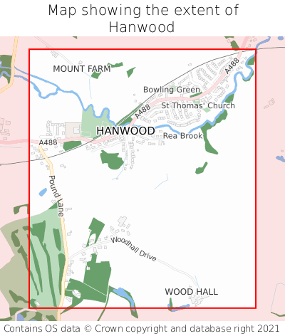 Map showing extent of Hanwood as bounding box