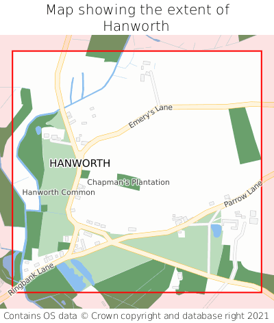 Map showing extent of Hanworth as bounding box