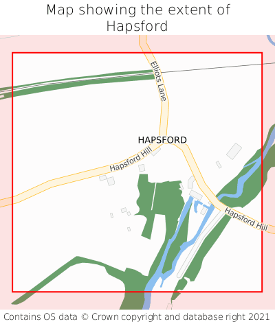 Map showing extent of Hapsford as bounding box