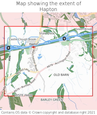 Map showing extent of Hapton as bounding box