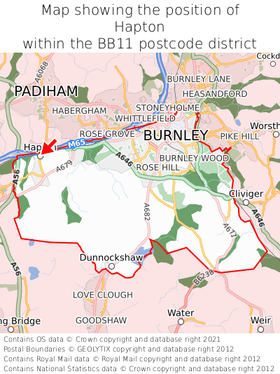 Map showing location of Hapton within BB11