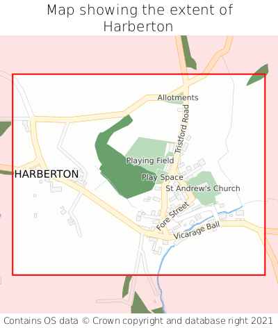 Map showing extent of Harberton as bounding box