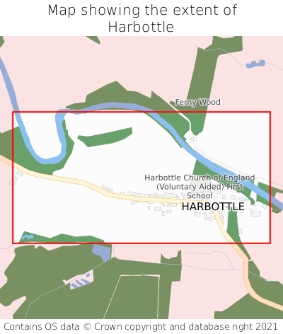 Map showing extent of Harbottle as bounding box