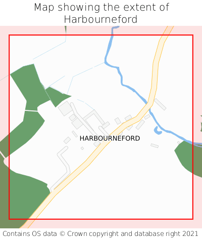 Map showing extent of Harbourneford as bounding box