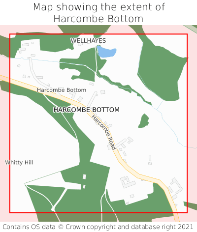 Map showing extent of Harcombe Bottom as bounding box