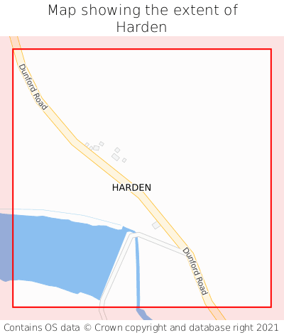 Map showing extent of Harden as bounding box