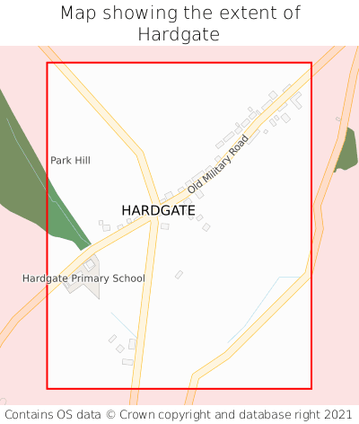 Map showing extent of Hardgate as bounding box
